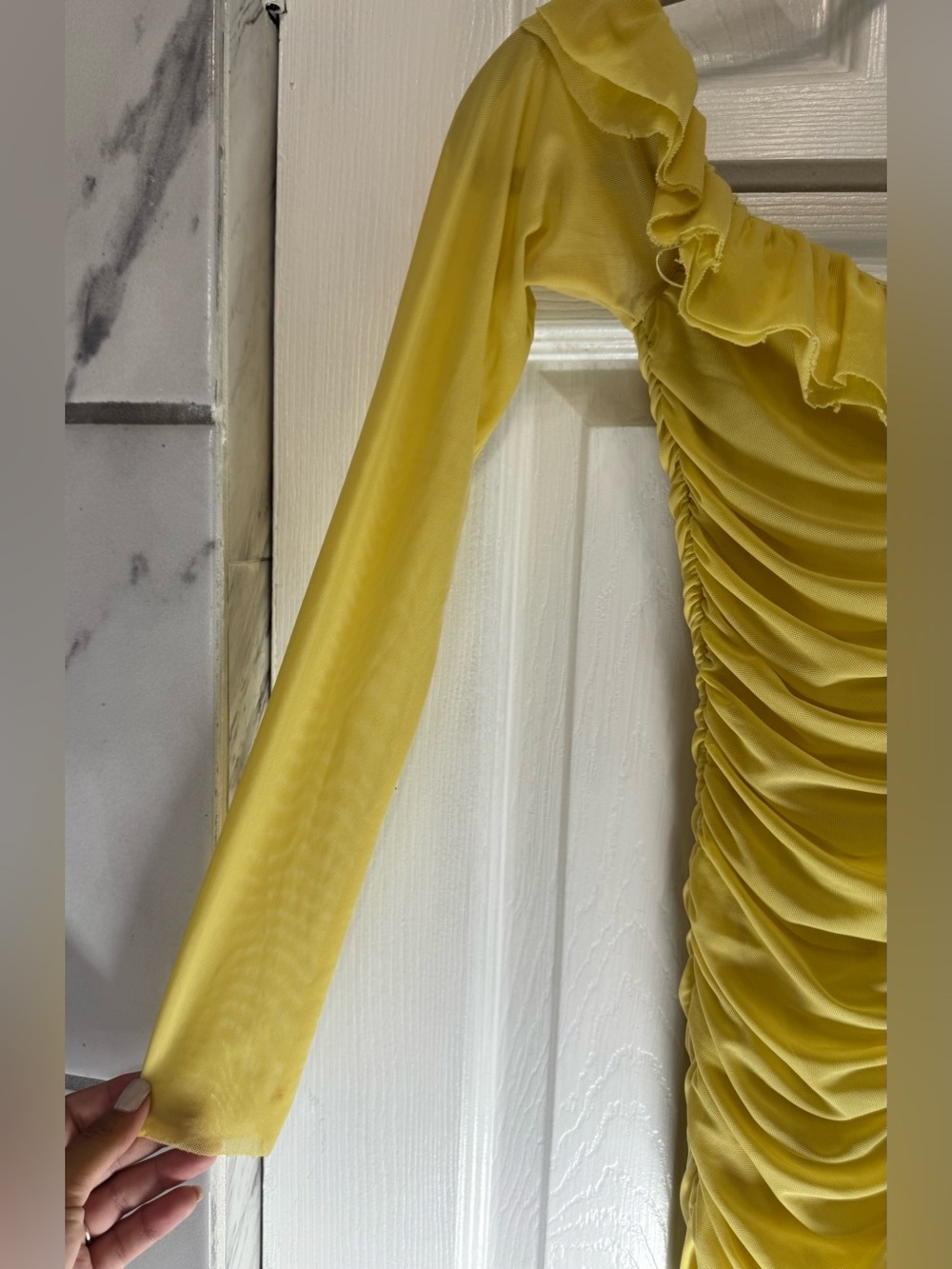 Majorelle Gentille Lemon Yellow off-the-shoulder Ruched Mini Dress Women’s XS - Picture 5 of 16